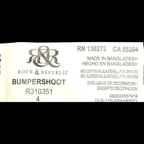 NWT ROCKβ& REPUBLIC Women's distressed rivet mid- rise black sexy shorts Size 4 - Picture 11 of 16